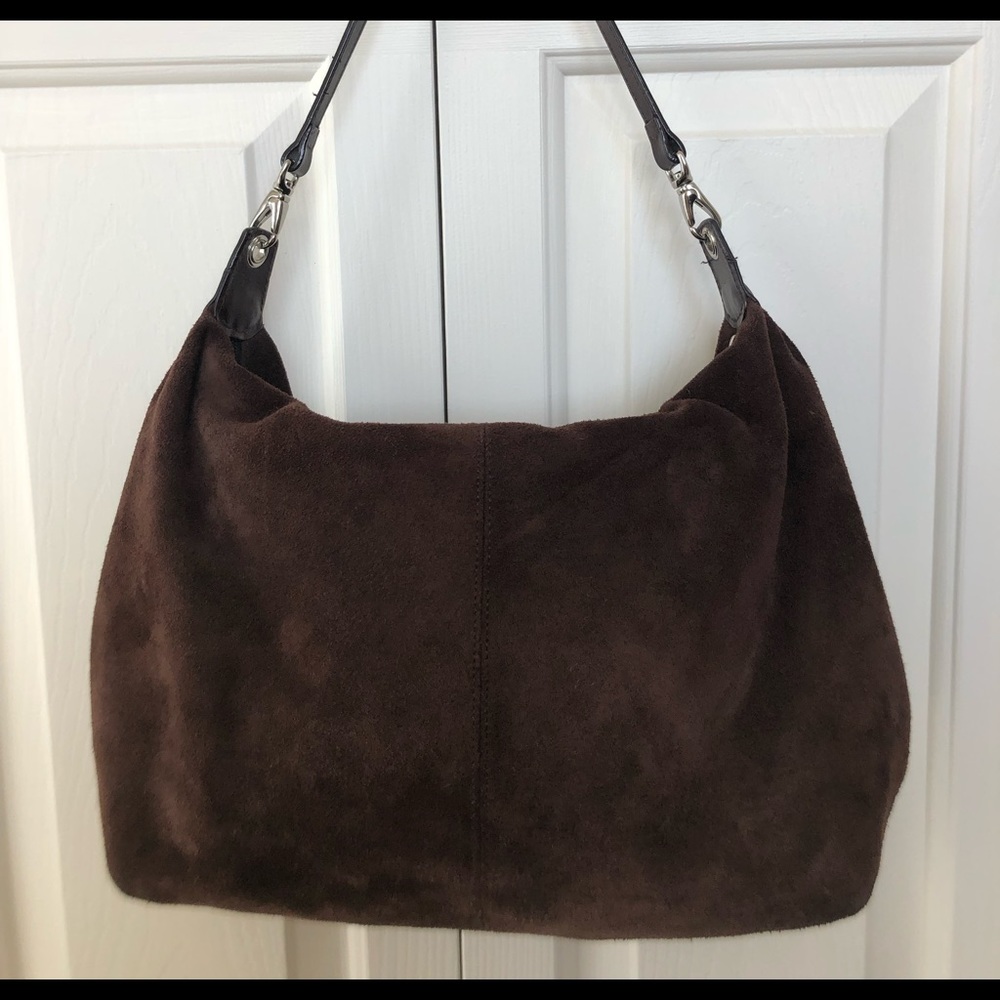 Ralph Lauren Chocolate Brown Suede Shoulder Hobo Bag NWOT